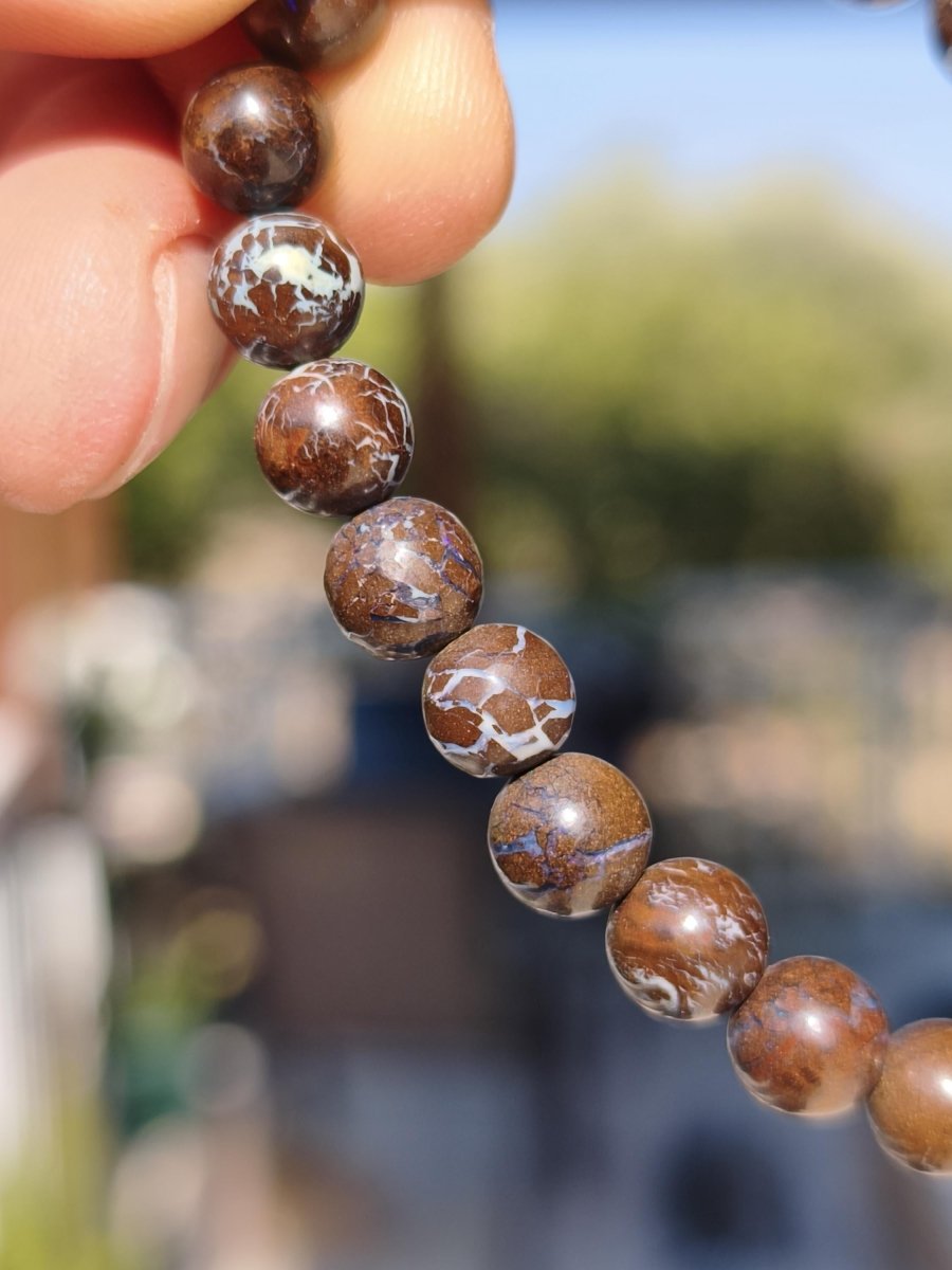 7mm Boulder Opal - Edelstein Perlen Armband *Unikat* Natur Heilstein echt Kristall Rarität Geschenk Mann Frau Mutter Er Sie braun - Art of Nature Berlin