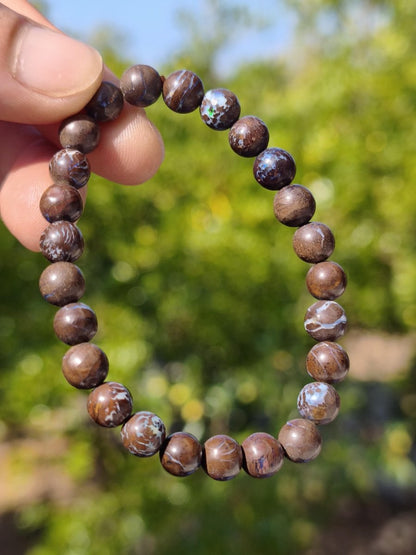 7mm Boulder Opal - Edelstein Perlen Armband *Unikat* Natur Heilstein echt Kristall Rarität Geschenk Mann Frau Mutter Er Sie braun - Art of Nature Berlin