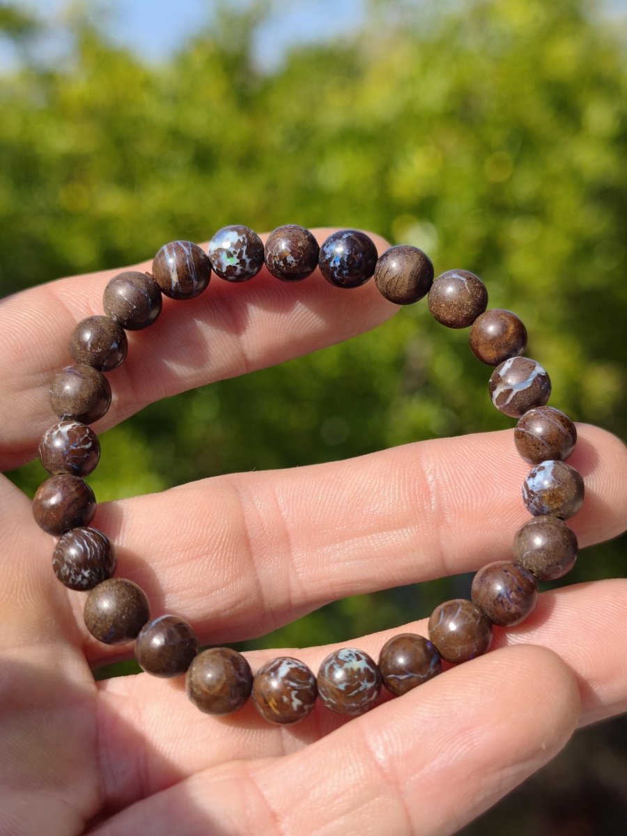 7mm Boulder Opal - Edelstein Perlen Armband *Unikat* Natur Heilstein echt Kristall Rarität Geschenk Mann Frau Mutter Er Sie braun - Art of Nature Berlin