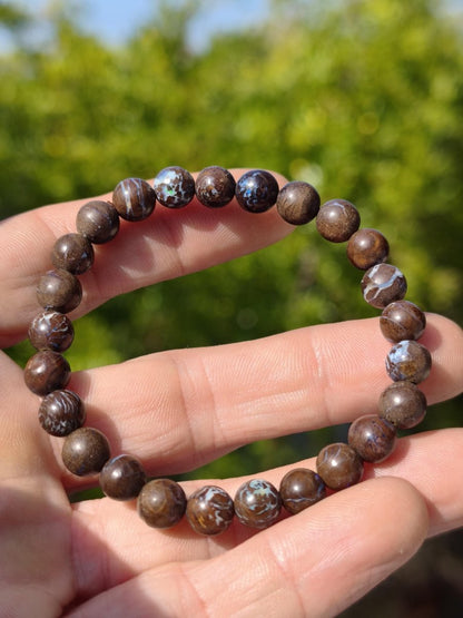 7mm Boulder Opal - Edelstein Perlen Armband *Unikat* Natur Heilstein echt Kristall Rarität Geschenk Mann Frau Mutter Er Sie braun - Art of Nature Berlin