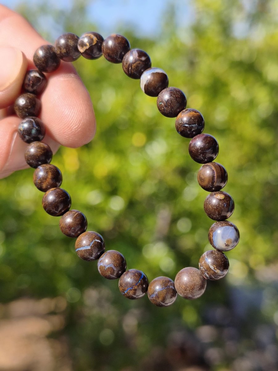 7mm Boulder Opal - Edelstein Perlen Armband *Unikat* Natur Heilstein echt Kristall Rarität Geschenk Mann Frau Mutter Er Sie braun - Art of Nature Berlin