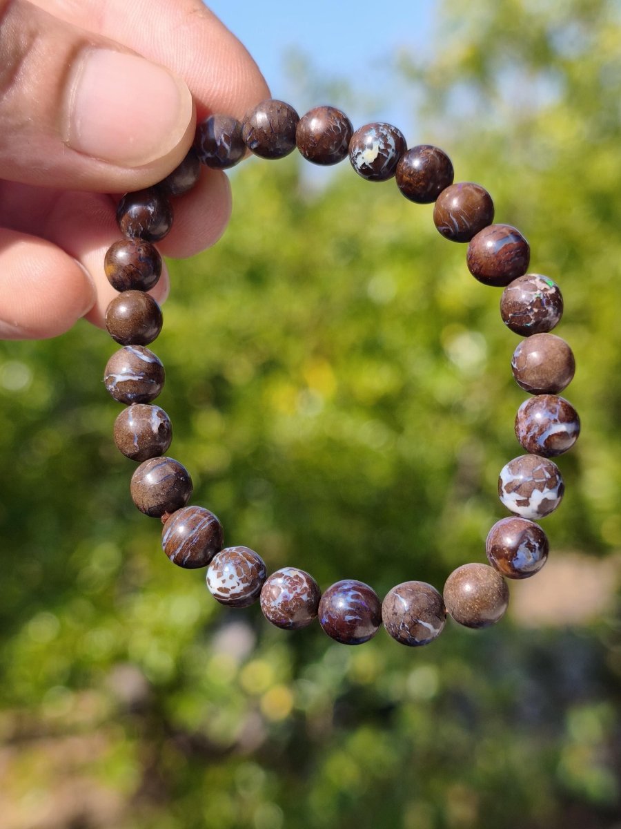 7mm Boulder Opal - Edelstein Perlen Armband *Unikat* Natur Heilstein echt Kristall Rarität Geschenk Mann Frau Mutter Er Sie braun - Art of Nature Berlin
