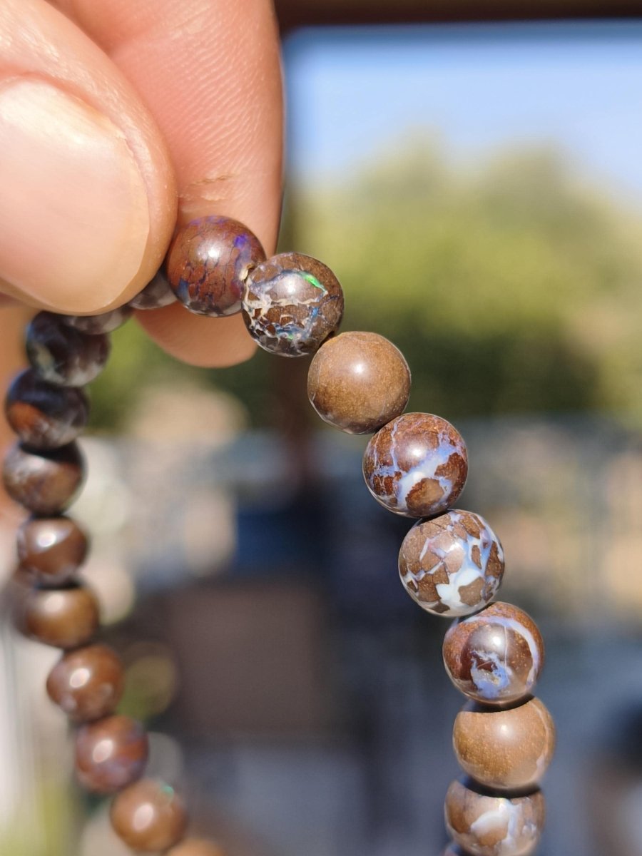 7mm Boulder Opal - Edelstein Perlen Armband *Unikat* Natur Heilstein echt Kristall Rarität Geschenk Mann Frau Mutter Er Sie braun - Art of Nature Berlin