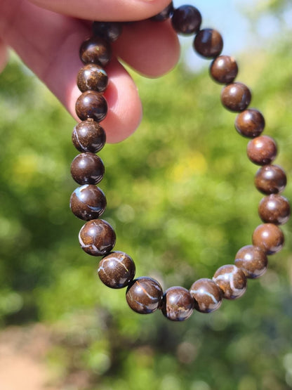 7mm Boulder Opal - Edelstein Perlen Armband *Unikat* Natur Heilstein echt Kristall Rarität Geschenk Mann Frau Mutter Er Sie braun - Art of Nature Berlin