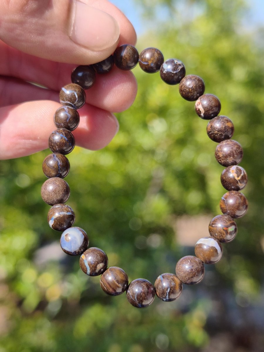 7mm Boulder Opal - Edelstein Perlen Armband *Unikat* Natur Heilstein echt Kristall Rarität Geschenk Mann Frau Mutter Er Sie braun - Art of Nature Berlin