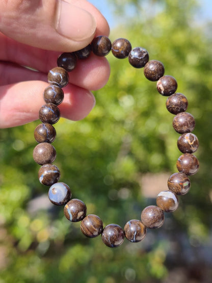 7mm Boulder Opal - Edelstein Perlen Armband *Unikat* Natur Heilstein echt Kristall Rarität Geschenk Mann Frau Mutter Er Sie braun - Art of Nature Berlin