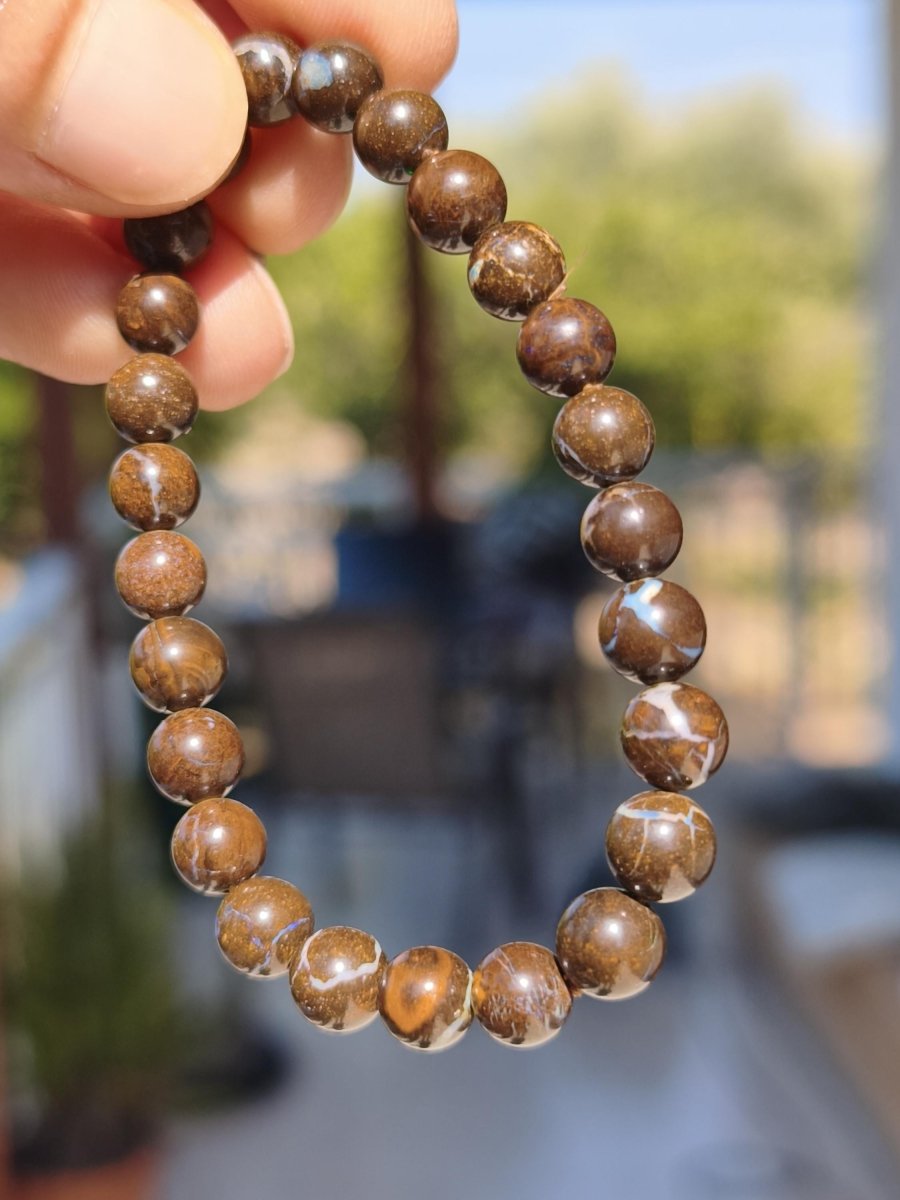 7mm Boulder Opal - Edelstein Perlen Armband *Unikat* Natur Heilstein echt Kristall Rarität Geschenk Mann Frau Mutter Er Sie braun - Art of Nature Berlin