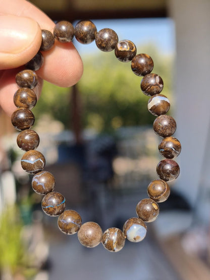 7mm Boulder Opal - Edelstein Perlen Armband *Unikat* Natur Heilstein echt Kristall Rarität Geschenk Mann Frau Mutter Er Sie braun - Art of Nature Berlin