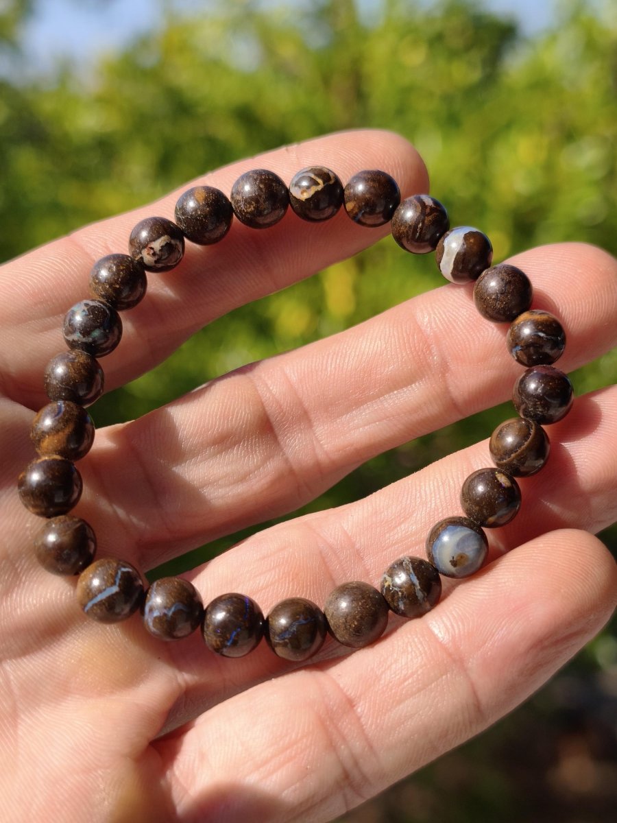 7mm Boulder Opal - Edelstein Perlen Armband *Unikat* Natur Heilstein echt Kristall Rarität Geschenk Mann Frau Mutter Er Sie braun - Art of Nature Berlin