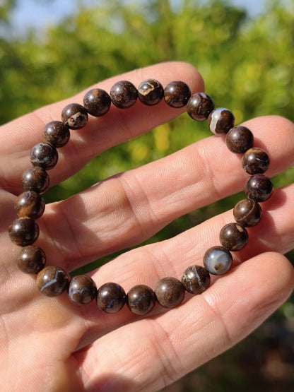 7mm Boulder Opal - Edelstein Perlen Armband *Unikat* Natur Heilstein echt Kristall Rarität Geschenk Mann Frau Mutter Er Sie braun - Art of Nature Berlin