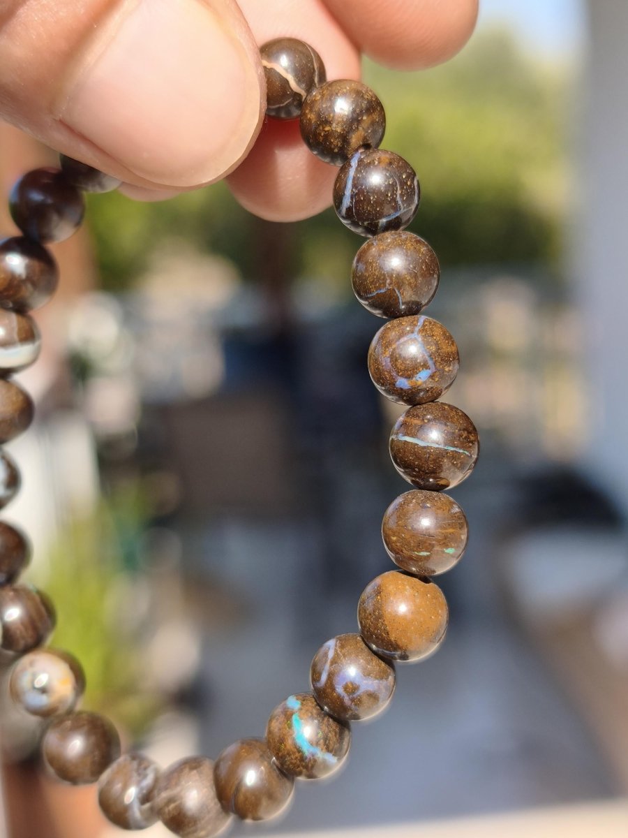 7mm Boulder Opal - Edelstein Perlen Armband *Unikat* Natur Heilstein echt Kristall Rarität Geschenk Mann Frau Mutter Er Sie braun - Art of Nature Berlin