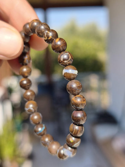7mm Boulder Opal - Edelstein Perlen Armband *Unikat* Natur Heilstein echt Kristall Rarität Geschenk Mann Frau Mutter Er Sie braun - Art of Nature Berlin