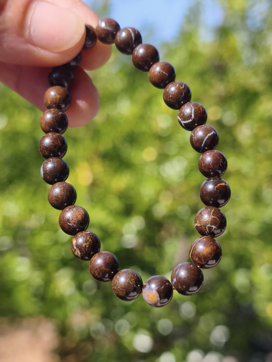 7mm Boulder Opal - Edelstein Perlen Armband *Unikat* Natur Heilstein echt Kristall Rarität Geschenk Mann Frau Mutter Er Sie braun - Art of Nature Berlin