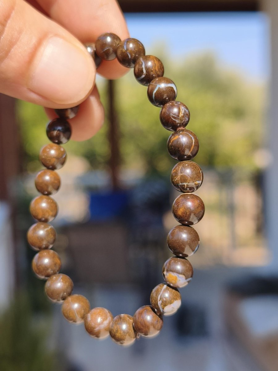 7mm Boulder Opal - Edelstein Perlen Armband *Unikat* Natur Heilstein echt Kristall Rarität Geschenk Mann Frau Mutter Er Sie braun - Art of Nature Berlin
