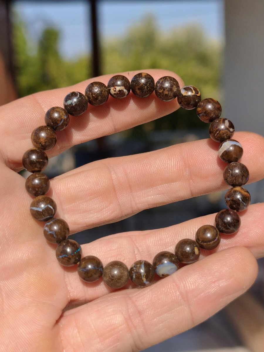 7mm Boulder Opal - Edelstein Perlen Armband *Unikat* Natur Heilstein echt Kristall Rarität Geschenk Mann Frau Mutter Er Sie braun - Art of Nature Berlin