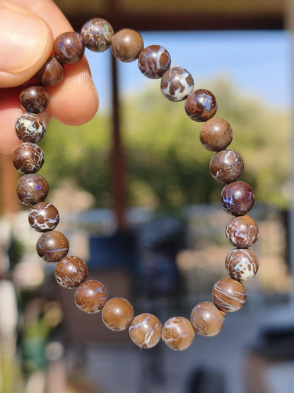 7mm Boulder Opal - Edelstein Perlen Armband *Unikat* Natur Heilstein echt Kristall Rarität Geschenk Mann Frau Mutter Er Sie braun - Art of Nature Berlin