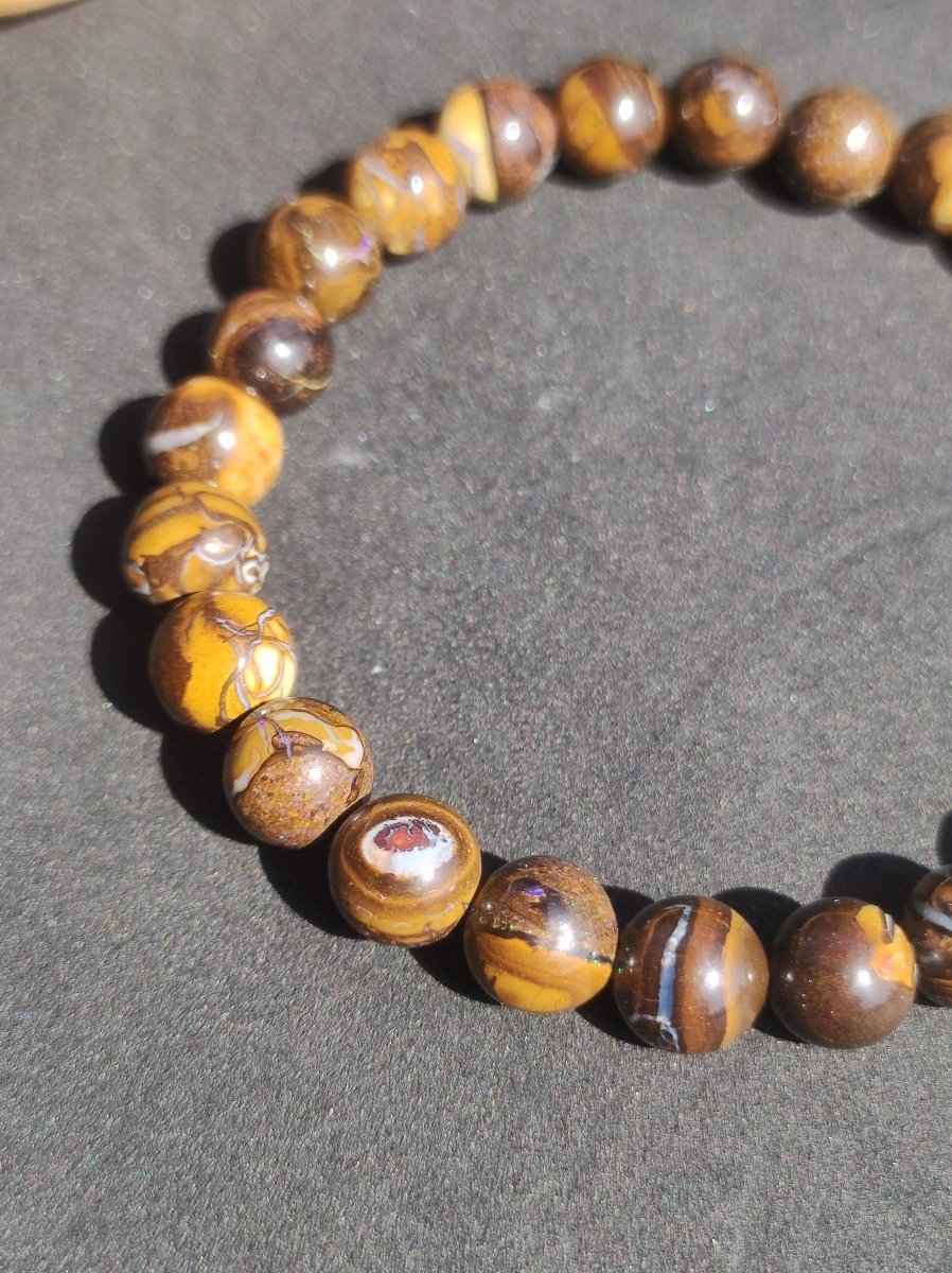 7mm Boulder Opal - Edelstein Perlen Armband *Unikat* Natur Heilstein echt Kristall Rarität Geschenk Mann Frau Mutter Er Sie braun - Art of Nature Berlin