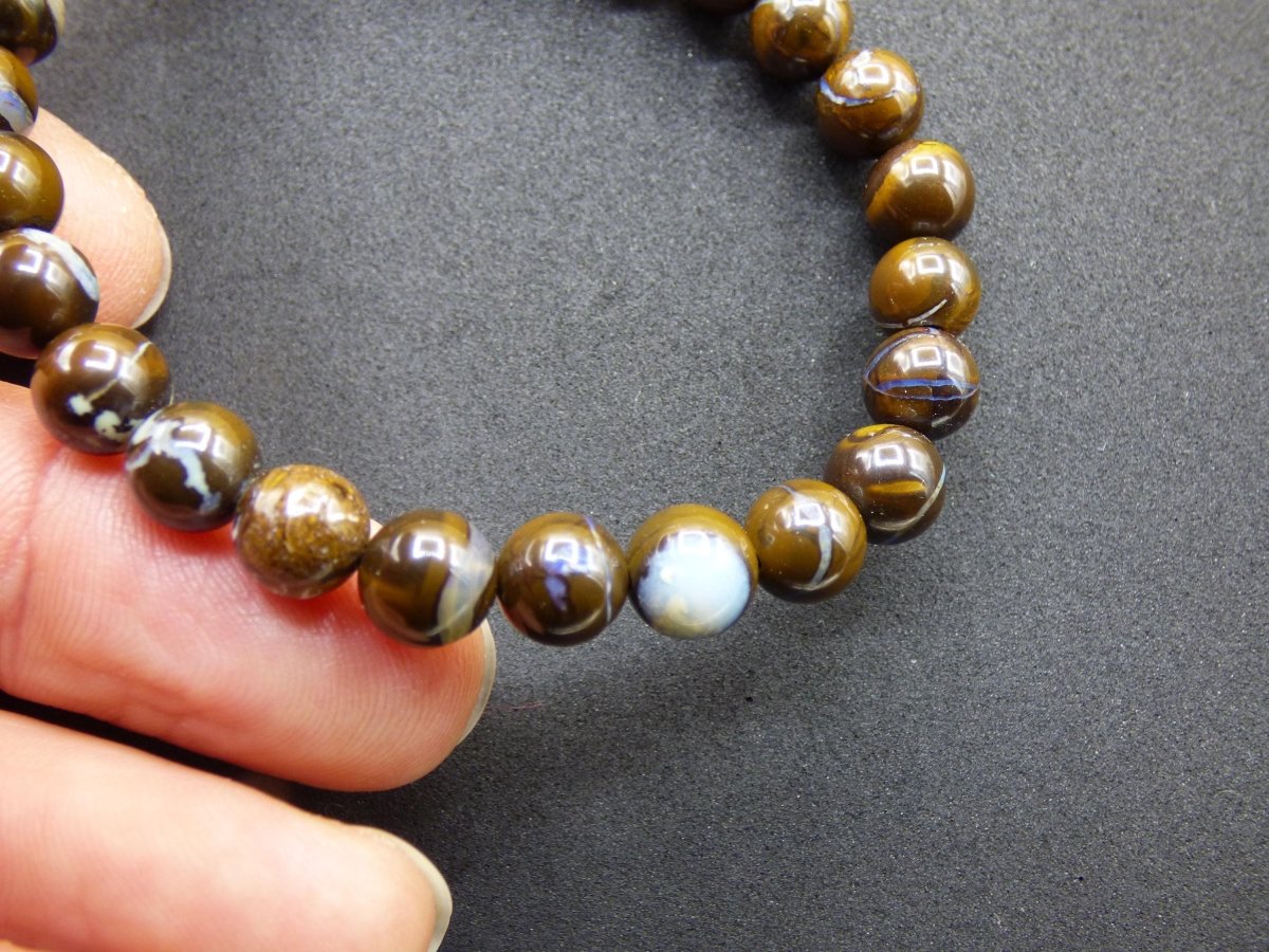 7mm Boulder Opal - Edelstein Perlen Armband *Unikat* Natur Heilstein echt Kristall Rarität Geschenk Mann Frau Mutter Er Sie braun - Art of Nature Berlin