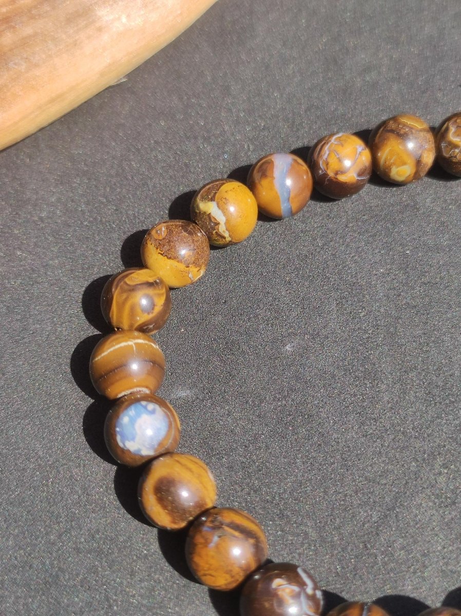7mm Boulder Opal - Edelstein Perlen Armband *Unikat* Natur Heilstein echt Kristall Rarität Geschenk Mann Frau Mutter Er Sie braun - Art of Nature Berlin