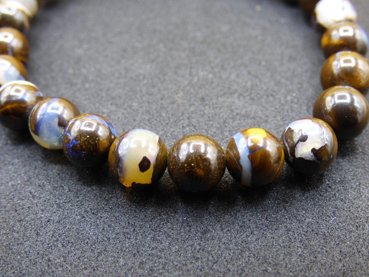 7mm Boulder Opal - Edelstein Perlen Armband *Unikat* Natur Heilstein echt Kristall Rarität Geschenk Mann Frau Mutter Er Sie braun - Art of Nature Berlin