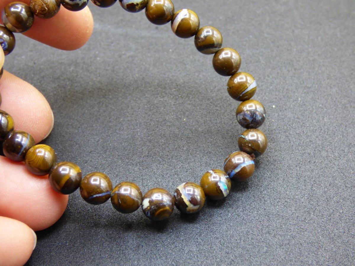 7mm Boulder Opal - Edelstein Perlen Armband *Unikat* Natur Heilstein echt Kristall Rarität Geschenk Mann Frau Mutter Er Sie braun - Art of Nature Berlin
