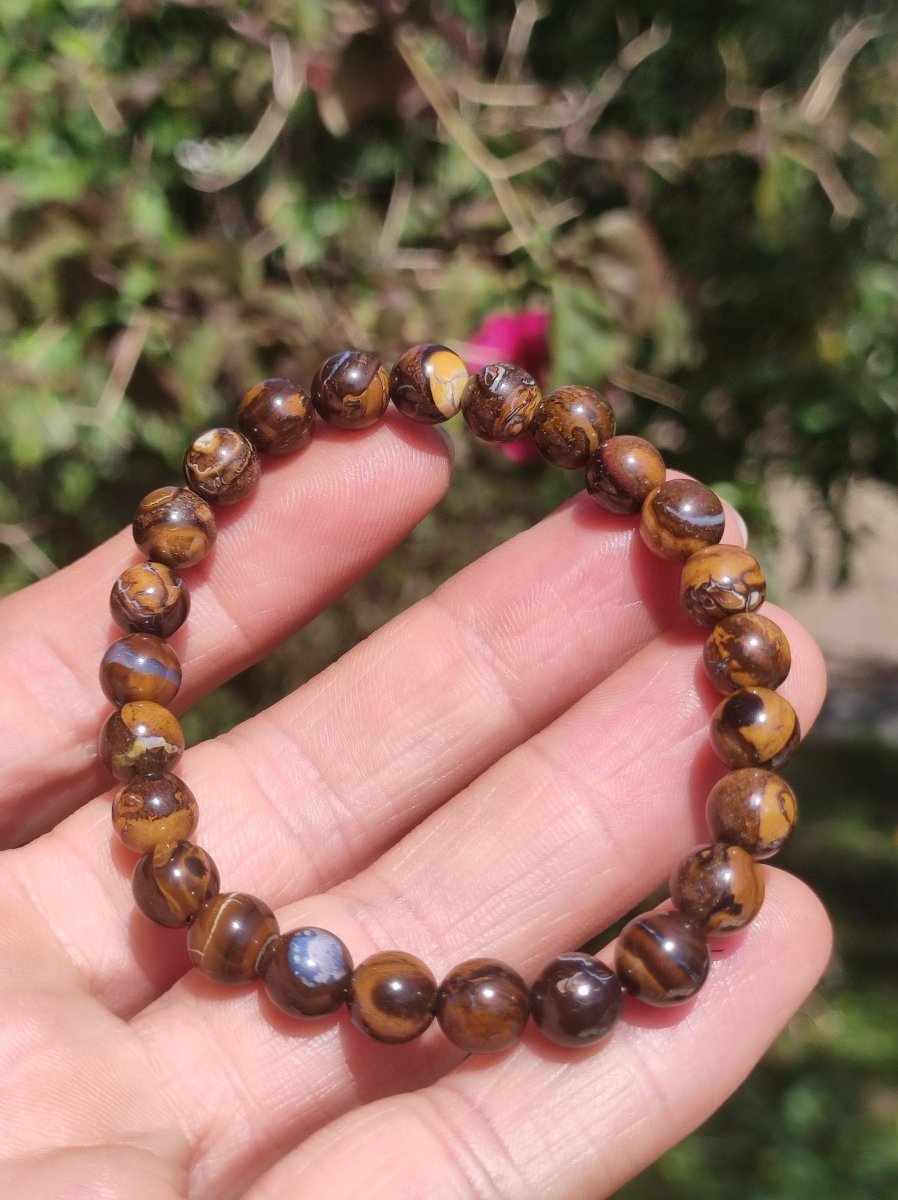 7mm Boulder Opal - Edelstein Perlen Armband *Unikat* Natur Heilstein echt Kristall Rarität Geschenk Mann Frau Mutter Er Sie braun - Art of Nature Berlin
