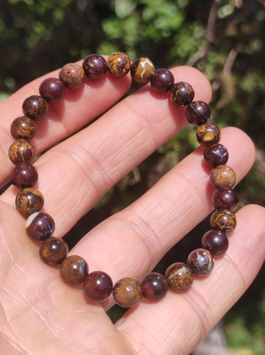 7mm Boulder Opal - Edelstein Perlen Armband *Unikat* Natur Heilstein echt Kristall Rarität Geschenk Mann Frau Mutter Er Sie braun - Art of Nature Berlin