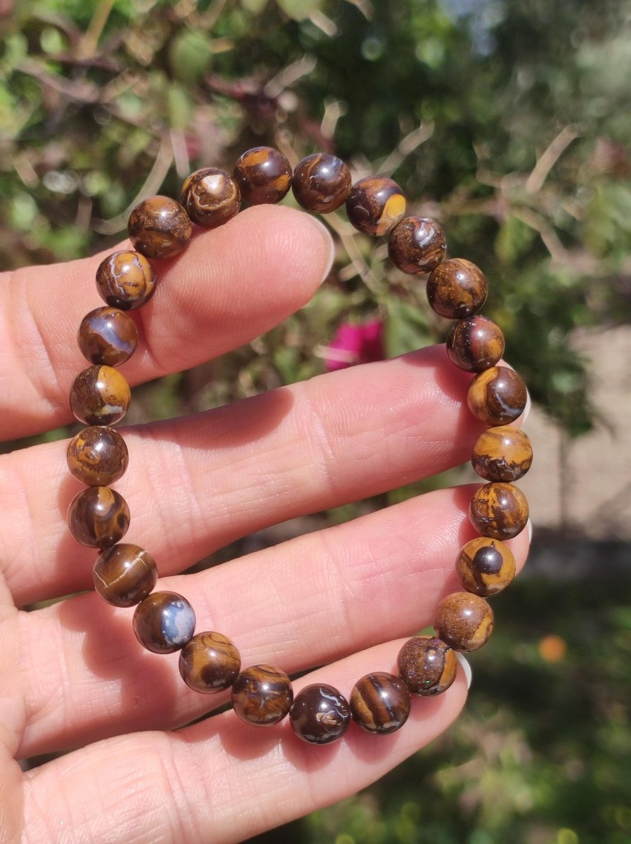 7mm Boulder Opal - Edelstein Perlen Armband *Unikat* Natur Heilstein echt Kristall Rarität Geschenk Mann Frau Mutter Er Sie braun - Art of Nature Berlin