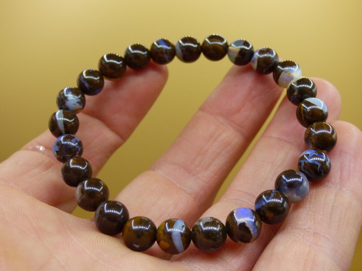 7mm Boulder Opal - Edelstein Perlen Armband *Unikat* Natur Heilstein echt Kristall Rarität Geschenk Mann Frau Mutter Er Sie braun - Art of Nature Berlin