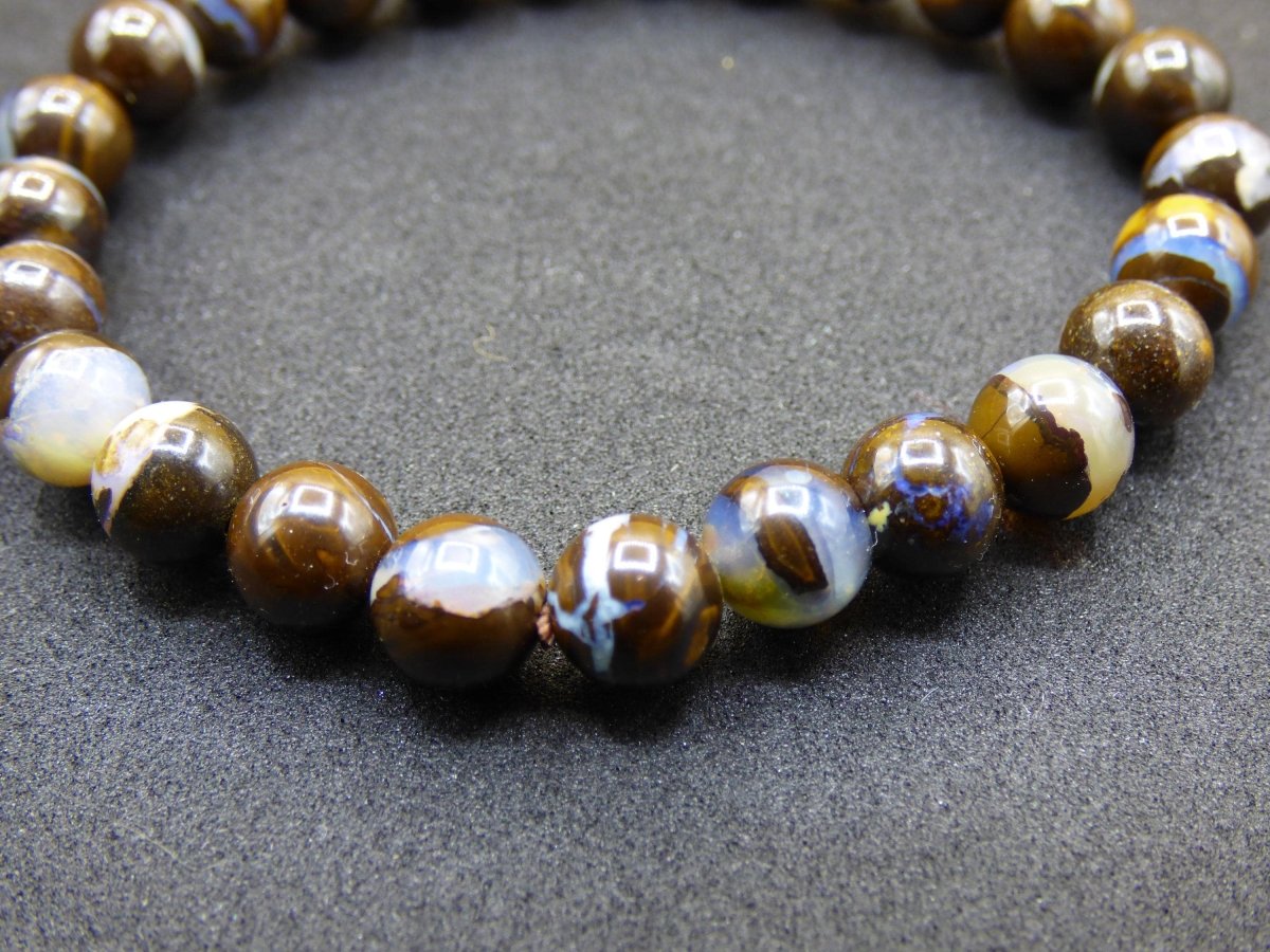 7mm Boulder Opal - Edelstein Perlen Armband *Unikat* Natur Heilstein echt Kristall Rarität Geschenk Mann Frau Mutter Er Sie braun - Art of Nature Berlin