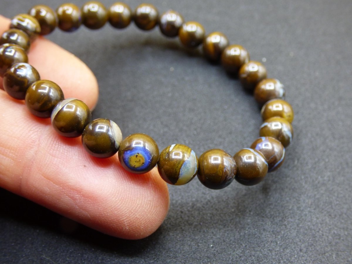 7mm Boulder Opal - Edelstein Perlen Armband *Unikat* Natur Heilstein echt Kristall Rarität Geschenk Mann Frau Mutter Er Sie braun - Art of Nature Berlin