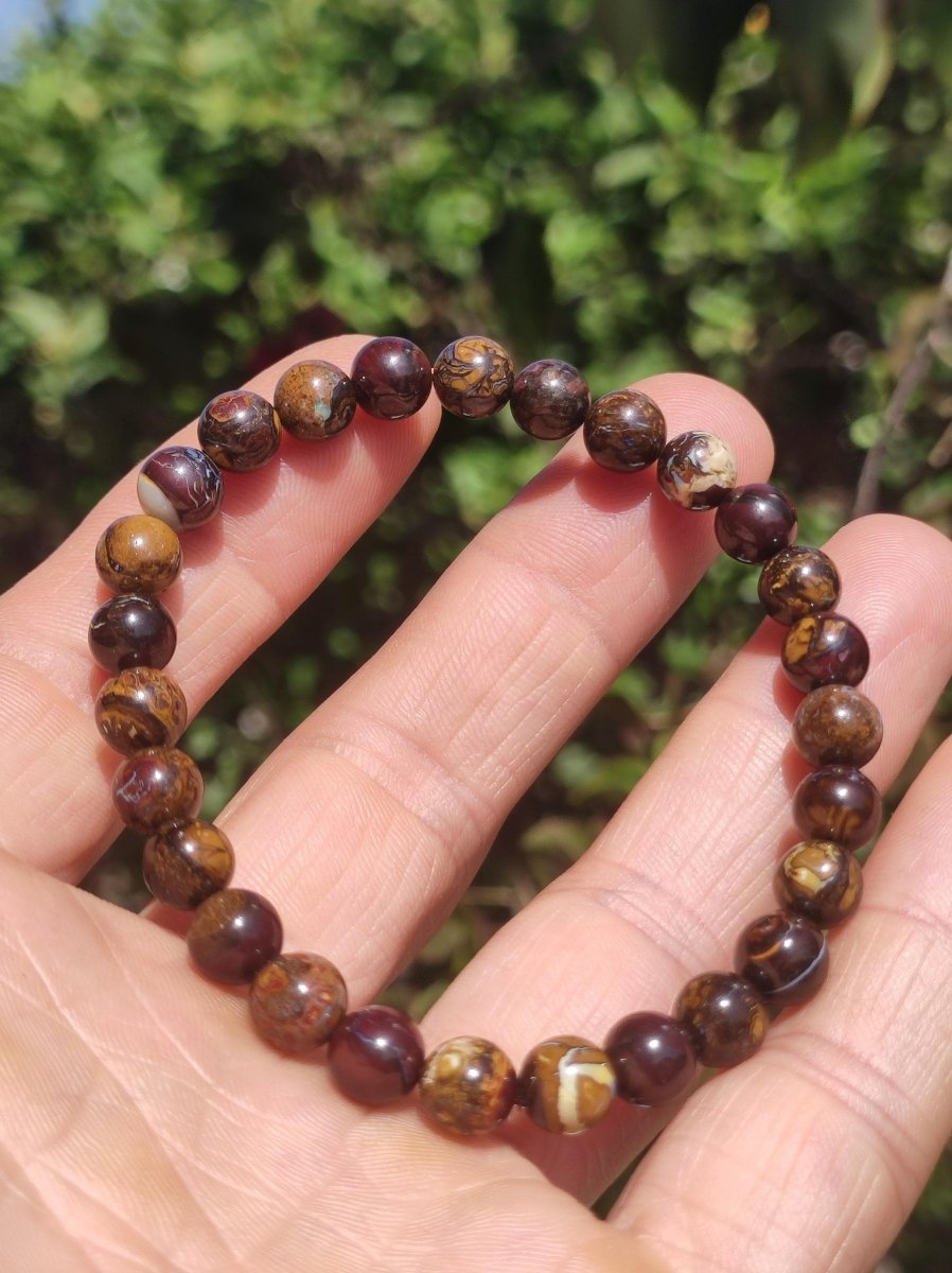 7mm Boulder Opal - Edelstein Perlen Armband *Unikat* Natur Heilstein echt Kristall Rarität Geschenk Mann Frau Mutter Er Sie braun - Art of Nature Berlin