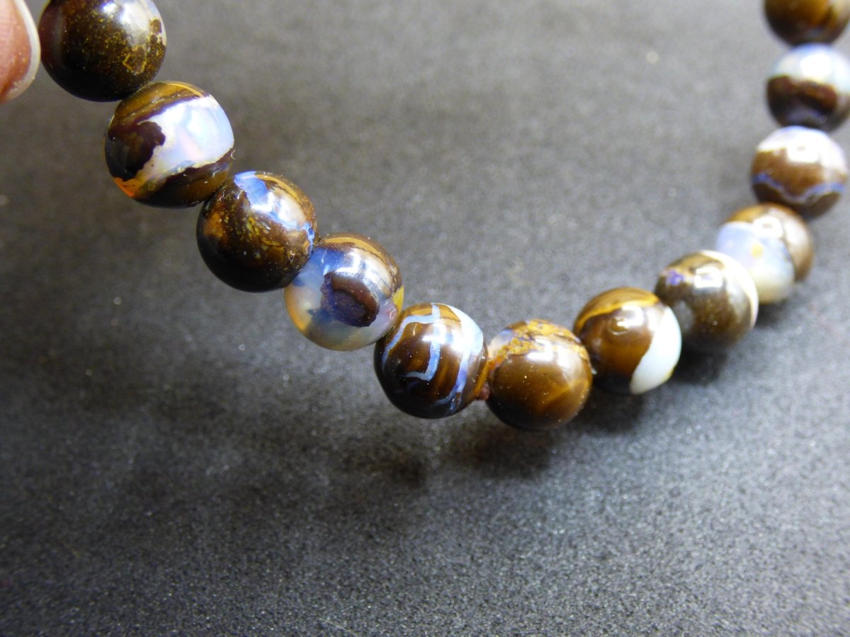 7mm Boulder Opal - Edelstein Perlen Armband *Unikat* Natur Heilstein echt Kristall Rarität Geschenk Mann Frau Mutter Er Sie braun - Art of Nature Berlin