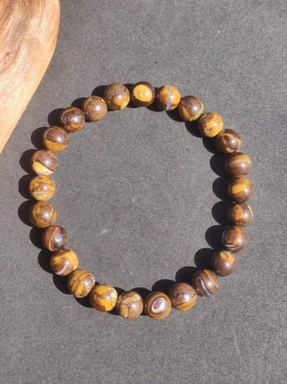 7mm Boulder Opal - Edelstein Perlen Armband *Unikat* Natur Heilstein echt Kristall Rarität Geschenk Mann Frau Mutter Er Sie braun - Art of Nature Berlin