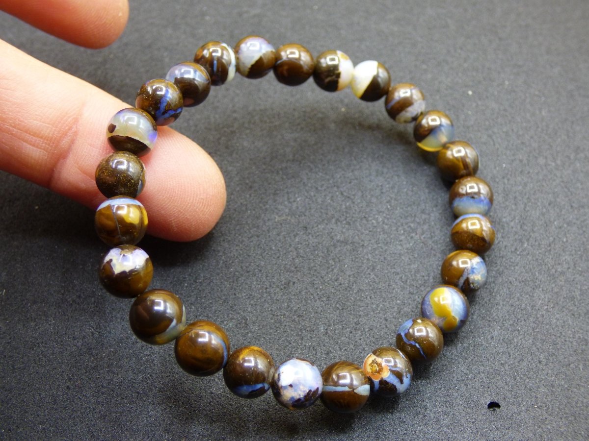 7mm Boulder Opal - Edelstein Perlen Armband *Unikat* Natur Heilstein echt Kristall Rarität Geschenk Mann Frau Mutter Er Sie braun - Art of Nature Berlin