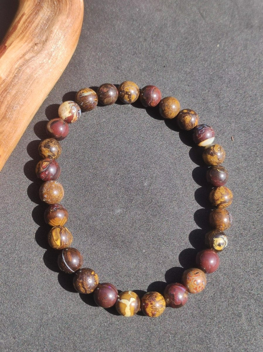 7mm Boulder Opal - Edelstein Perlen Armband *Unikat* Natur Heilstein echt Kristall Rarität Geschenk Mann Frau Mutter Er Sie braun - Art of Nature Berlin
