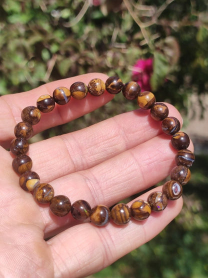 7mm Boulder Opal - Edelstein Perlen Armband *Unikat* Natur Heilstein echt Kristall Rarität Geschenk Mann Frau Mutter Er Sie braun - Art of Nature Berlin