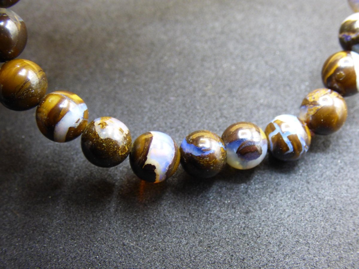 7mm Boulder Opal - Edelstein Perlen Armband *Unikat* Natur Heilstein echt Kristall Rarität Geschenk Mann Frau Mutter Er Sie braun - Art of Nature Berlin