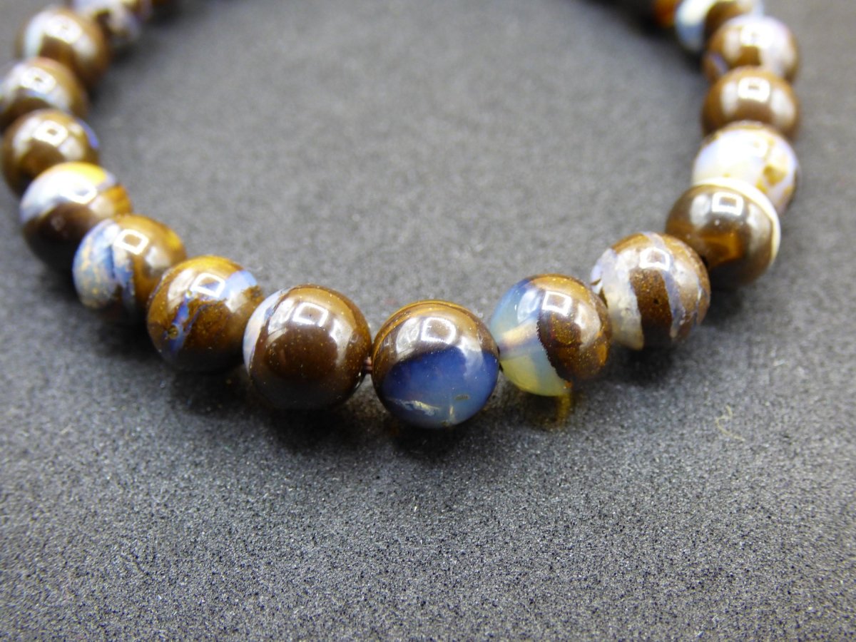 7mm Boulder Opal - Edelstein Perlen Armband *Unikat* Natur Heilstein echt Kristall Rarität Geschenk Mann Frau Mutter Er Sie braun - Art of Nature Berlin