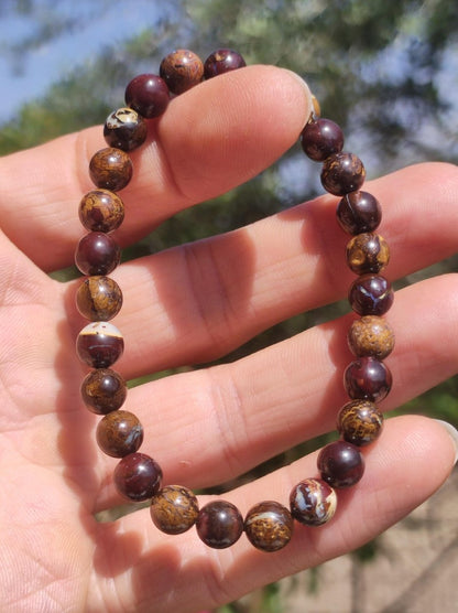 7mm Boulder Opal - Edelstein Perlen Armband *Unikat* Natur Heilstein echt Kristall Rarität Geschenk Mann Frau Mutter Er Sie braun - Art of Nature Berlin