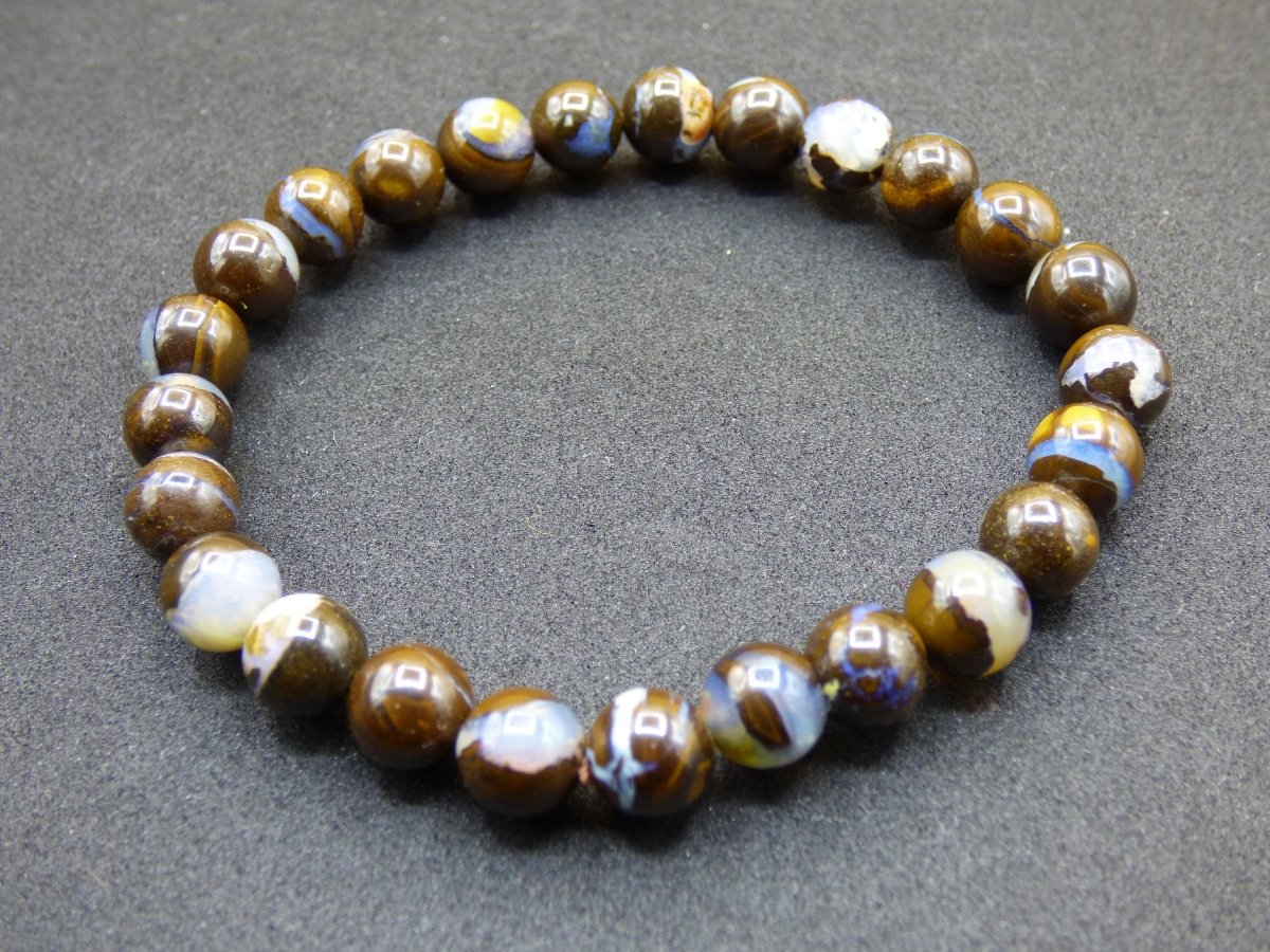 7mm Boulder Opal - Edelstein Perlen Armband *Unikat* Natur Heilstein echt Kristall Rarität Geschenk Mann Frau Mutter Er Sie braun - Art of Nature Berlin