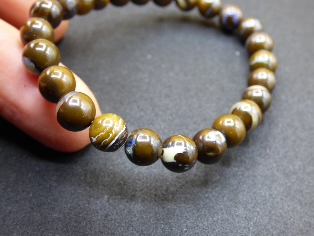 7mm Boulder Opal - Edelstein Perlen Armband *Unikat* Natur Heilstein echt Kristall Rarität Geschenk Mann Frau Mutter Er Sie braun - Art of Nature Berlin