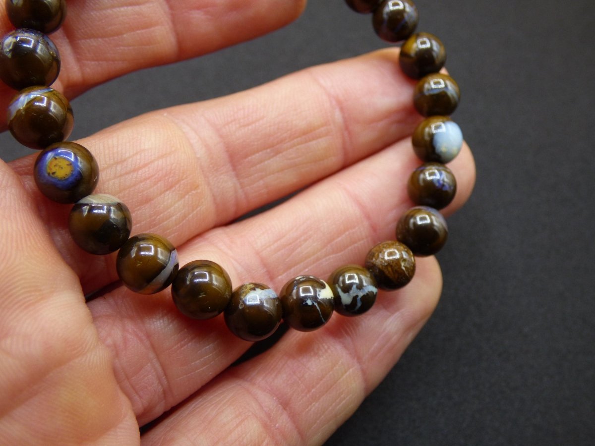 7mm Boulder Opal - Edelstein Perlen Armband *Unikat* Natur Heilstein echt Kristall Rarität Geschenk Mann Frau Mutter Er Sie braun - Art of Nature Berlin