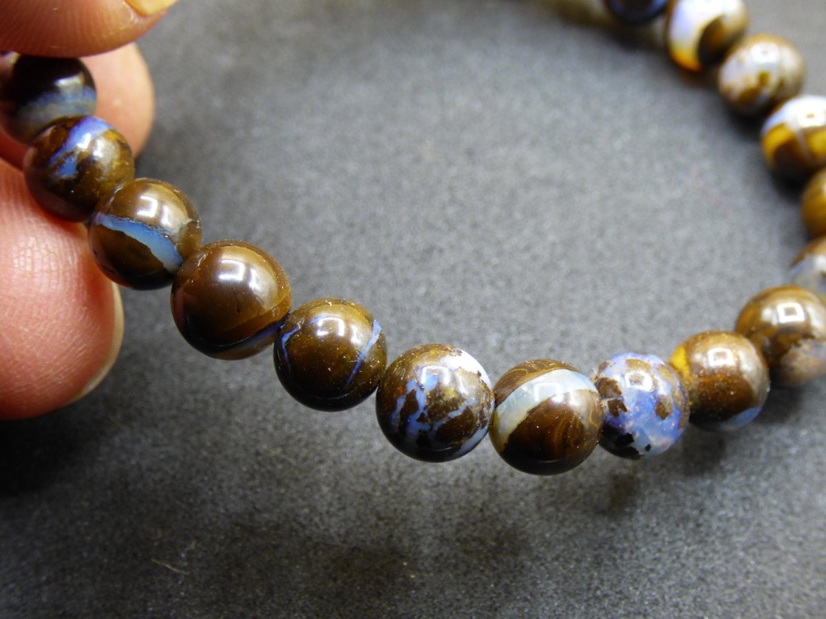 7mm Boulder Opal - Edelstein Perlen Armband *Unikat* Natur Heilstein echt Kristall Rarität Geschenk Mann Frau Mutter Er Sie braun - Art of Nature Berlin