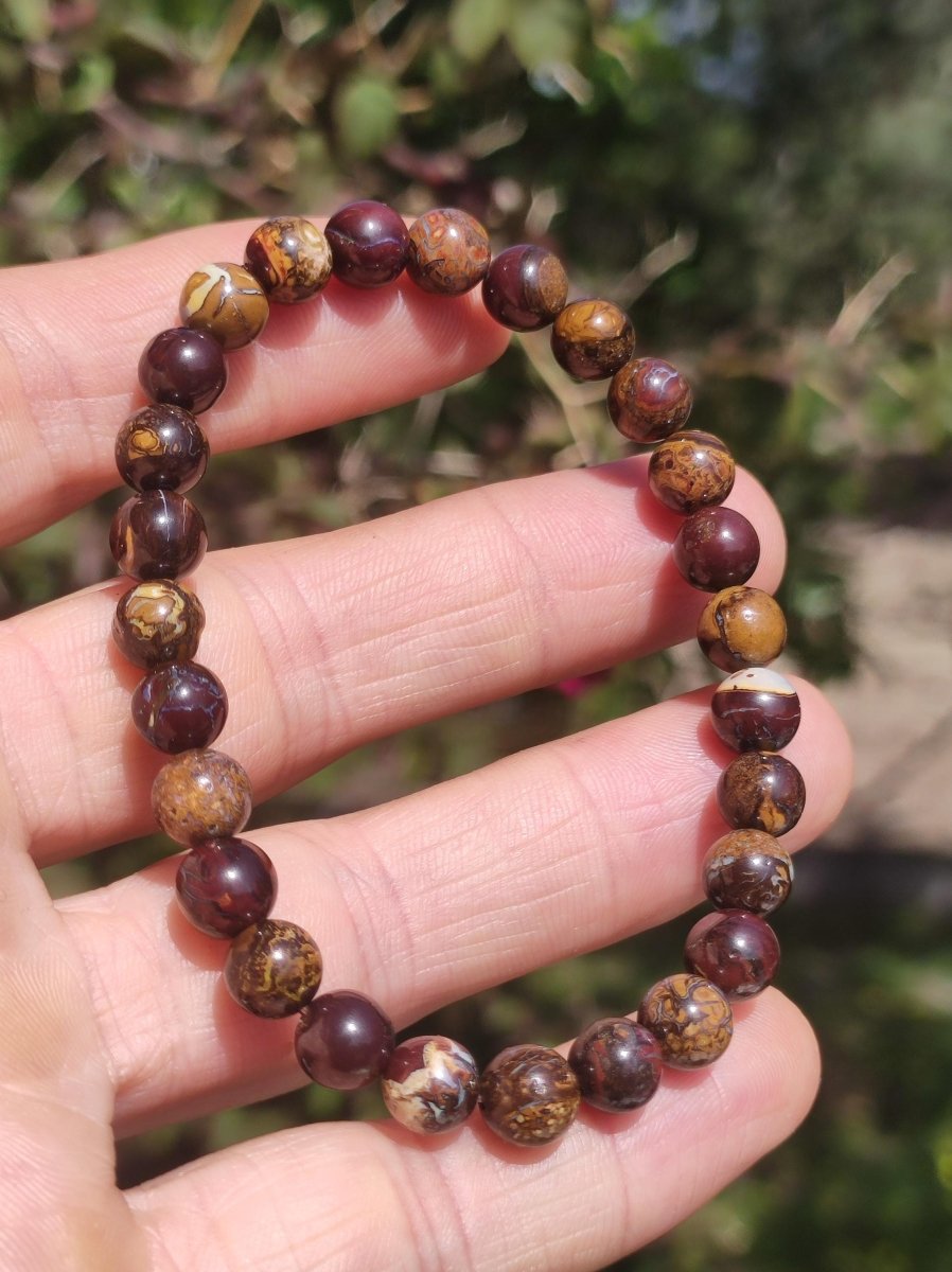 7mm Boulder Opal - Edelstein Perlen Armband *Unikat* Natur Heilstein echt Kristall Rarität Geschenk Mann Frau Mutter Er Sie braun - Art of Nature Berlin