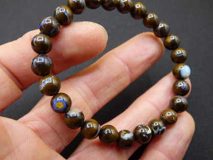 7mm Boulder Opal - Edelstein Perlen Armband *Unikat* Natur Heilstein echt Kristall Rarität Geschenk Mann Frau Mutter Er Sie braun - Art of Nature Berlin