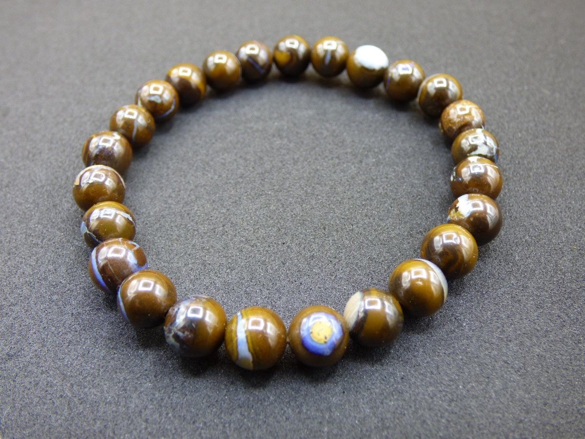 7mm Boulder Opal - Edelstein Perlen Armband *Unikat* Natur Heilstein echt Kristall Rarität Geschenk Mann Frau Mutter Er Sie braun - Art of Nature Berlin