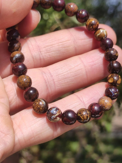 7mm Boulder Opal - Edelstein Perlen Armband *Unikat* Natur Heilstein echt Kristall Rarität Geschenk Mann Frau Mutter Er Sie braun - Art of Nature Berlin