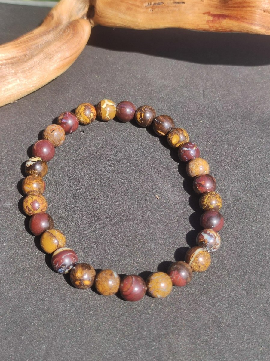 7mm Boulder Opal - Edelstein Perlen Armband *Unikat* Natur Heilstein echt Kristall Rarität Geschenk Mann Frau Mutter Er Sie braun - Art of Nature Berlin