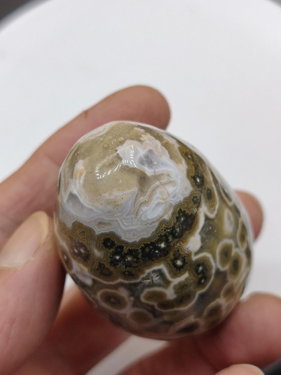 8 Adern Ocean Jaspis Orbicular brau gelb weiß Edelstein Ei Kugel Natur Heilstein Deko Crystal Geschenk Er Sie Mann Frau Haus Wohnen Selten - Art of Nature Berlin